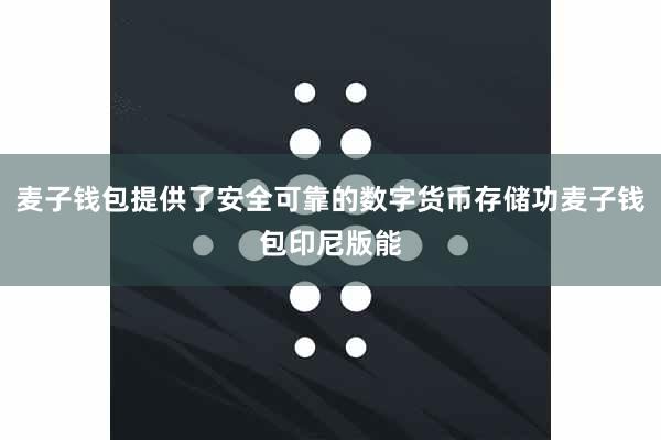 麦子钱包提供了安全可靠的数字货币存储功麦子钱包印尼版能
